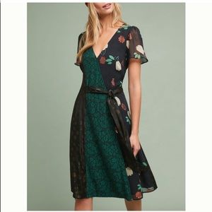 Anthropologie Ciao Bella Dress Moulinette Soeurs Boho Green Black